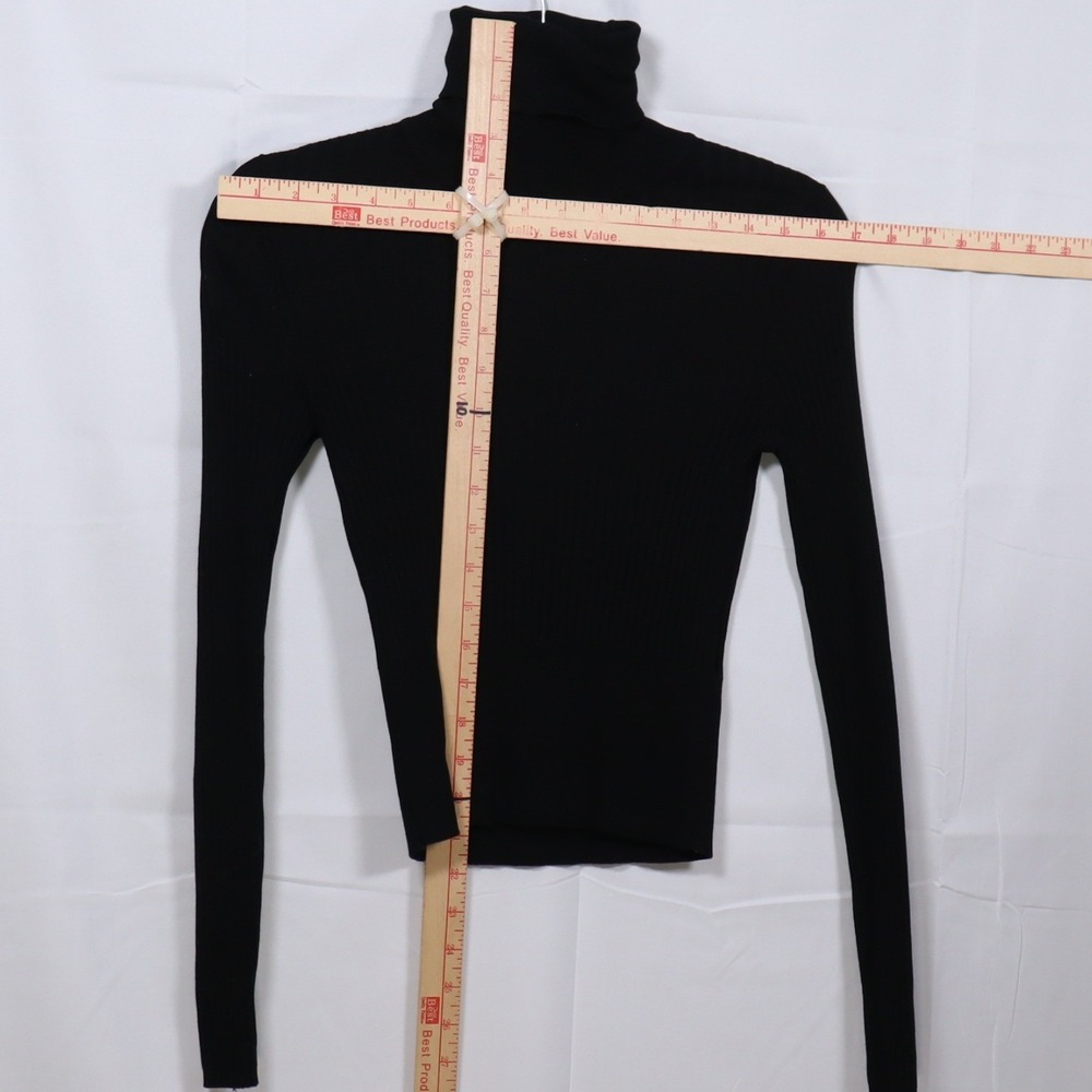 Zara Turtleneck Sweater Small Black Womens Ribbed Knit Basic - Picture 3 of 4